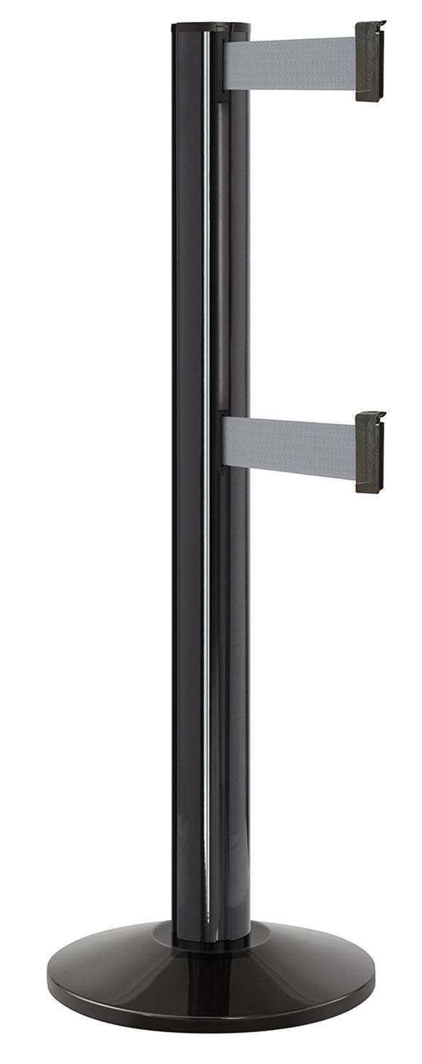Beltrac 3000 ADA Portable Dual-Belt Stanchion | 15 FT Belts - GB - Gloss Black - GY - Gray