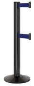 Beltrac 3000 ADA Portable Dual-Belt Stanchion | 15 FT Belts - GB - Gloss Black - MB - Marine Blue