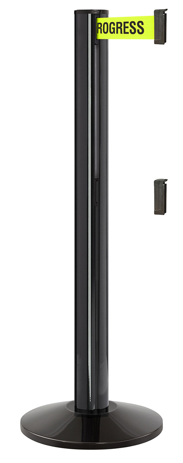 Beltrac 3000 ADA Portable Dual-Belt Stanchion | 15 FT Belts - GB - Gloss Black - S2 - Maintenance in Progress