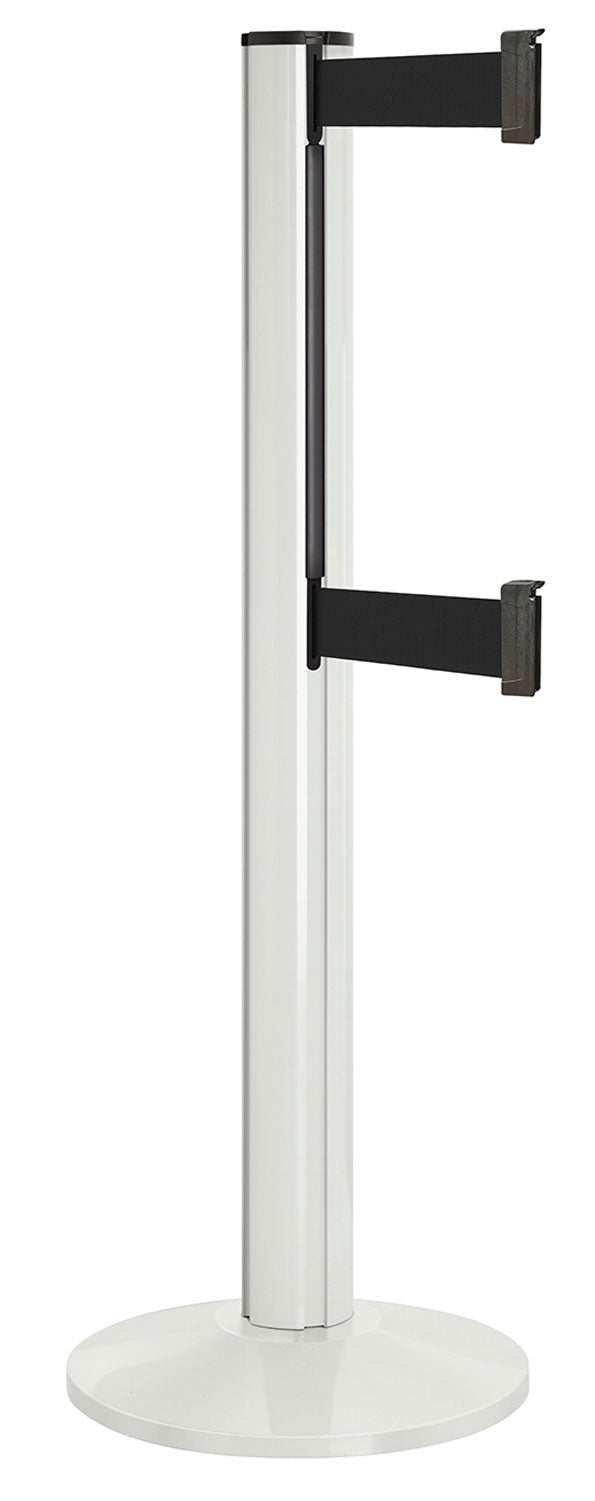 Beltrac 3000 ADA Portable Dual-Belt Stanchion | 15 FT Belts - LW - Lavi White - BK - Black