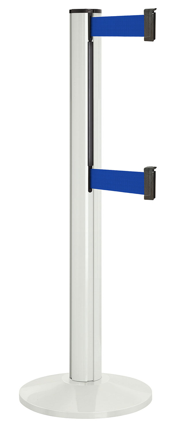Beltrac 3000 ADA Portable Dual-Belt Stanchion | 15 FT Belts - LW - Lavi White - BL - Blue