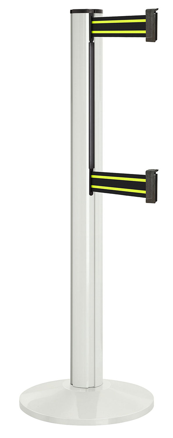 Beltrac 3000 ADA Portable Dual-Belt Stanchion | 15 FT Belts - LW - Lavi White - BN - Black/Yellow