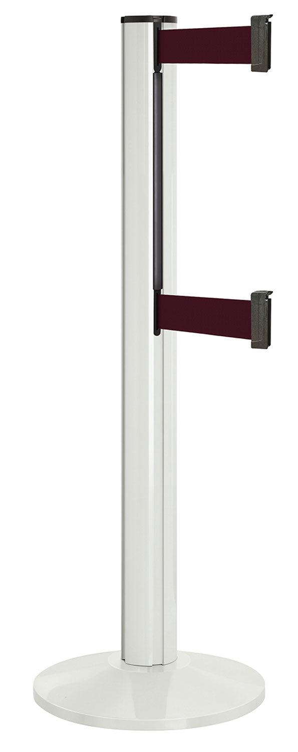 Beltrac 3000 ADA Portable Dual-Belt Stanchion | 15 FT Belts - LW - Lavi White - BY - Burgundy