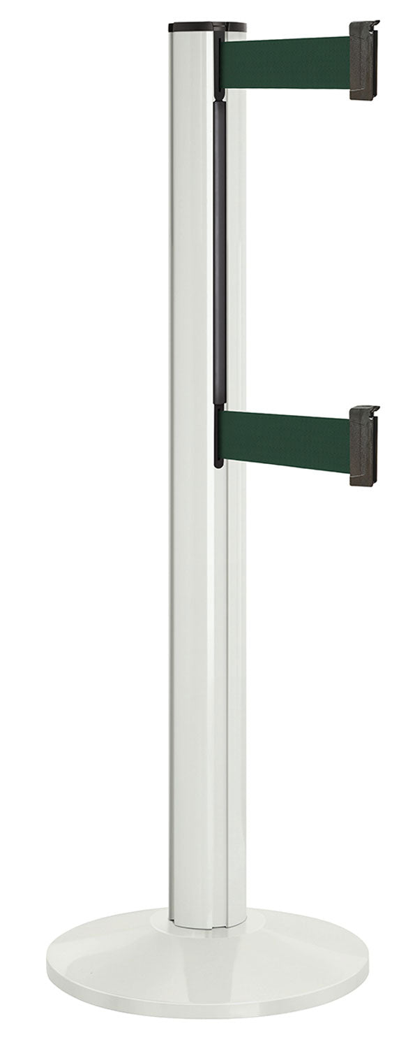 Beltrac 3000 ADA Portable Dual-Belt Stanchion | 15 FT Belts - LW - Lavi White - FG - Forest Green