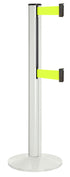Beltrac 3000 ADA Portable Dual-Belt Stanchion | 15 FT Belts - LW - Lavi White - FY - Florescent Yellow