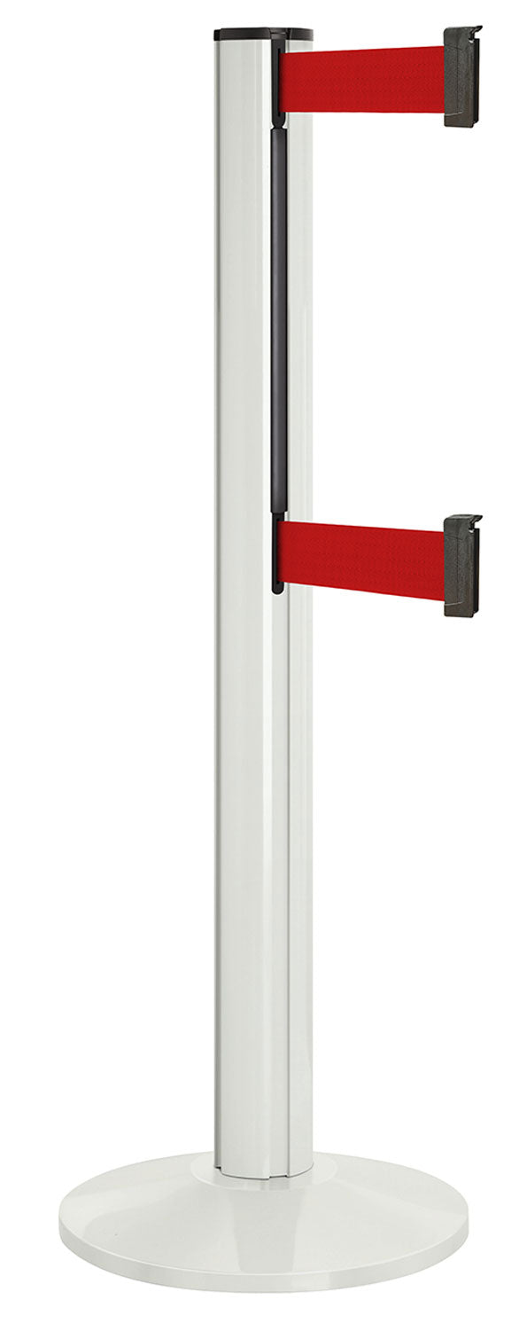 Beltrac 3000 ADA Portable Dual-Belt Stanchion | 15 FT Belts - LW - Lavi White - RD - Red