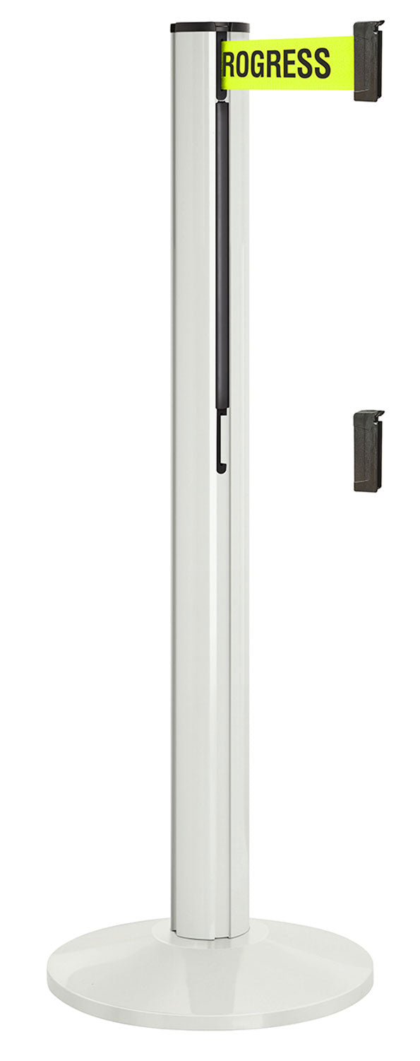 Beltrac 3000 ADA Portable Dual-Belt Stanchion | 15 FT Belts - LW - Lavi White - S2 - Maintenance in Progress