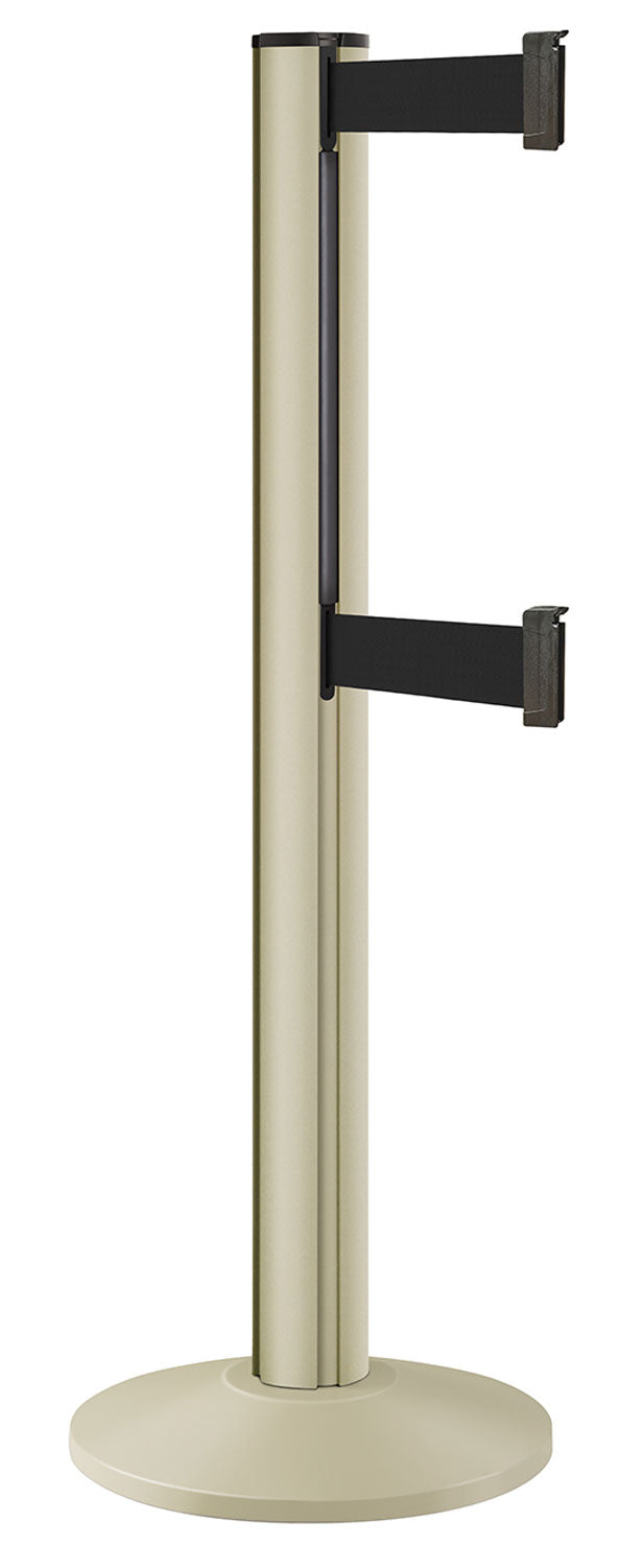 Beltrac 3000 ADA Portable Dual-Belt Stanchion | 15 FT Belts - PS - Pacific Sand - BK - Black
