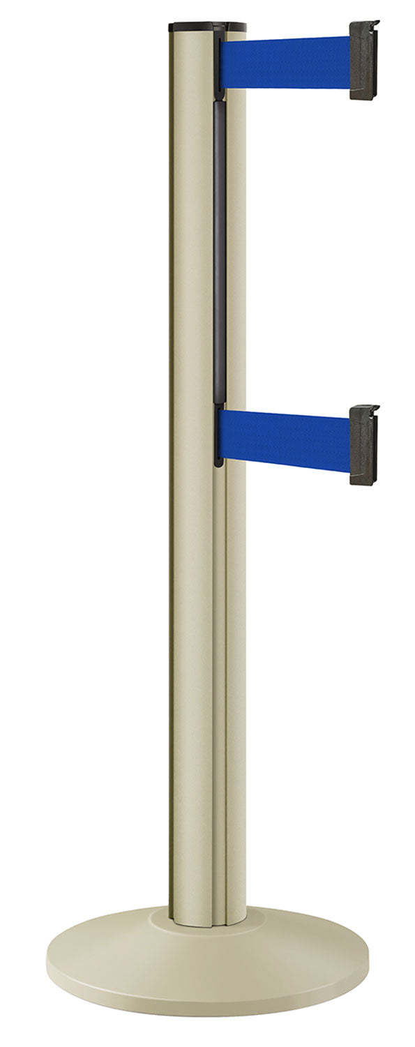 Beltrac 3000 ADA Portable Dual-Belt Stanchion | 15 FT Belts - PS - Pacific Sand - BL - Blue