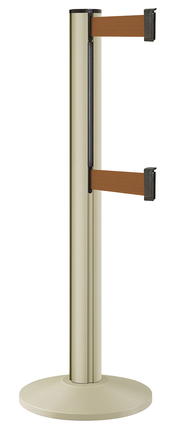 Beltrac 3000 ADA Portable Dual-Belt Stanchion | 15 FT Belts - PS - Pacific Sand - BZ - Bronze