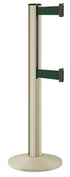 Beltrac 3000 ADA Portable Dual-Belt Stanchion | 15 FT Belts - PS - Pacific Sand - FG - Forest Green