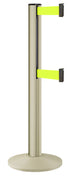 Beltrac 3000 ADA Portable Dual-Belt Stanchion | 15 FT Belts - PS - Pacific Sand - FY - Florescent Yellow