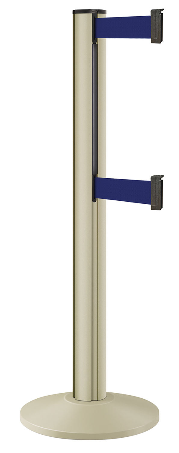 Beltrac 3000 ADA Portable Dual-Belt Stanchion | 15 FT Belts - PS - Pacific Sand - MB - Marine Blue