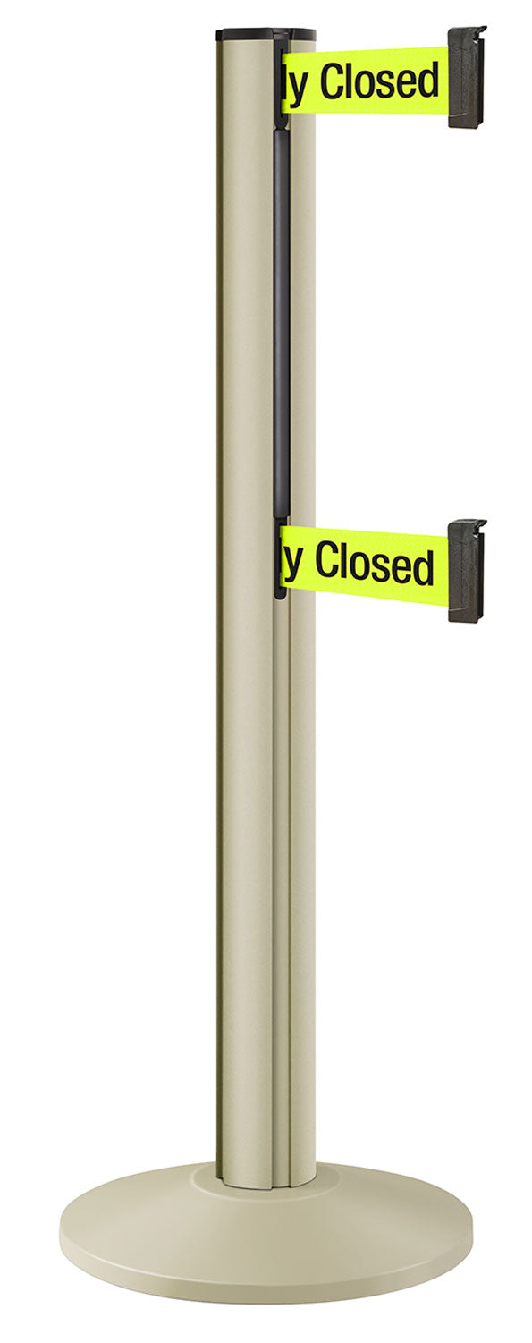 Beltrac 3000 ADA Portable Dual-Belt Stanchion | 15 FT Belts - PS - Pacific Sand - S9 - Temporarily Closed (Double-Sided)