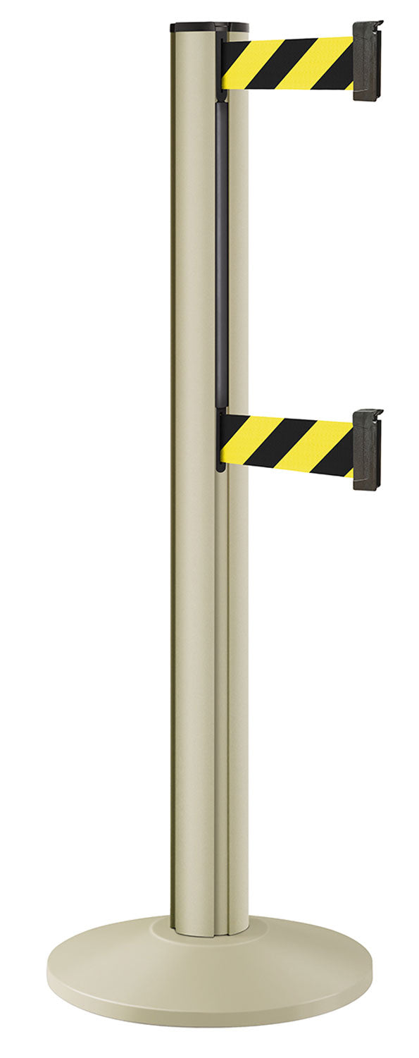 Beltrac 3000 ADA Portable Dual-Belt Stanchion | 15 FT Belts - PS - Pacific Sand - SF - Safety Stripe