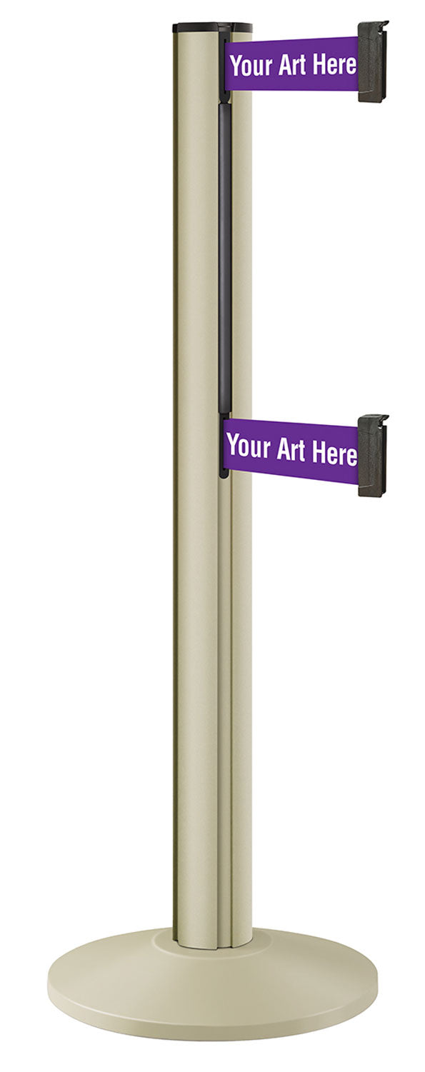 Beltrac 3000 ADA Portable Dual-Belt Stanchion | 15 FT Belts - PS - Pacific Sand - SU - Custom Printing