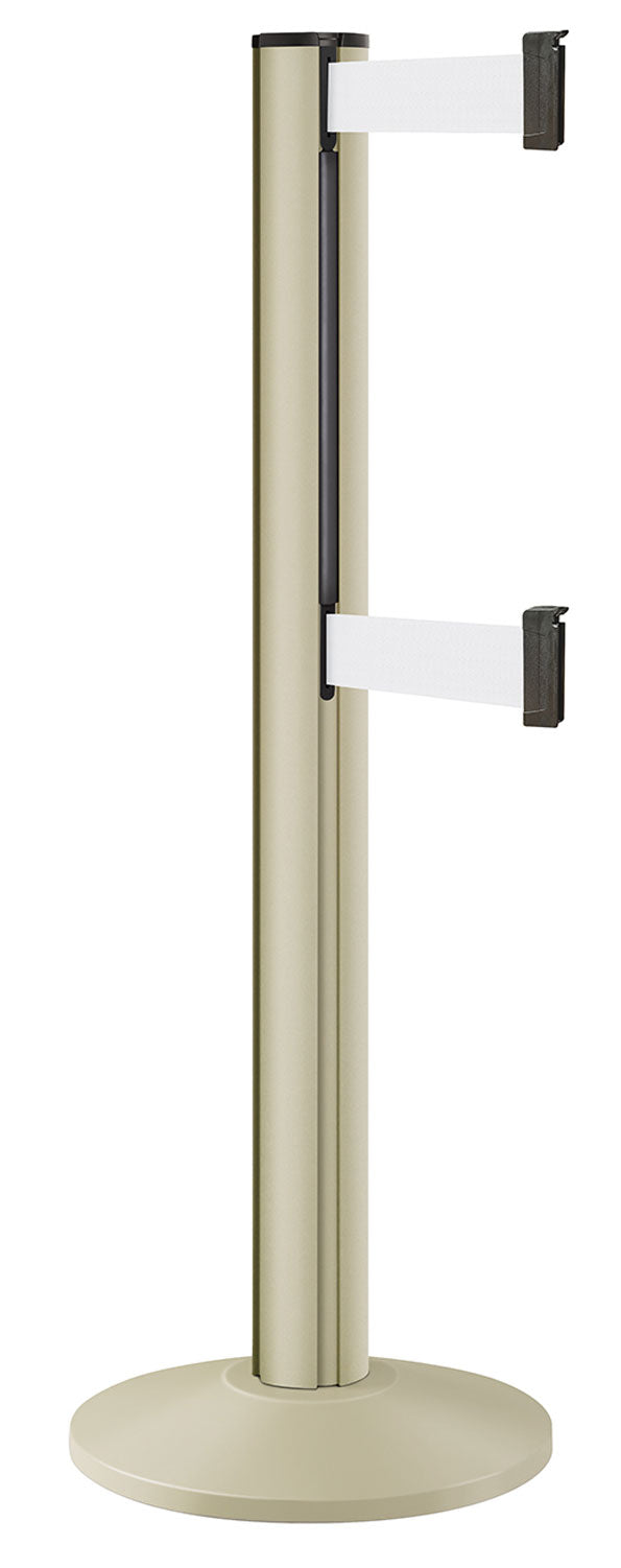 Beltrac 3000 ADA Portable Dual-Belt Stanchion | 15 FT Belts - PS - Pacific Sand - WT - White