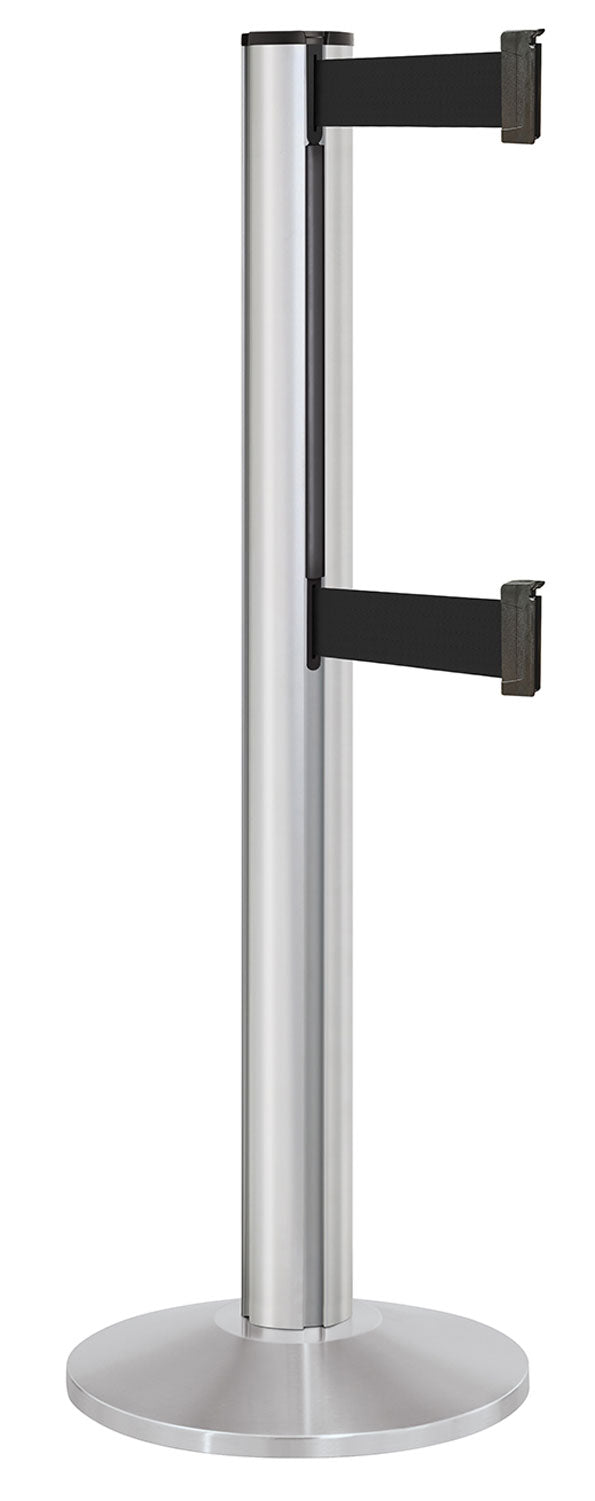 Beltrac 3000 ADA Portable Dual-Belt Stanchion | 15 FT Belts - SA - Satin - BK - Black