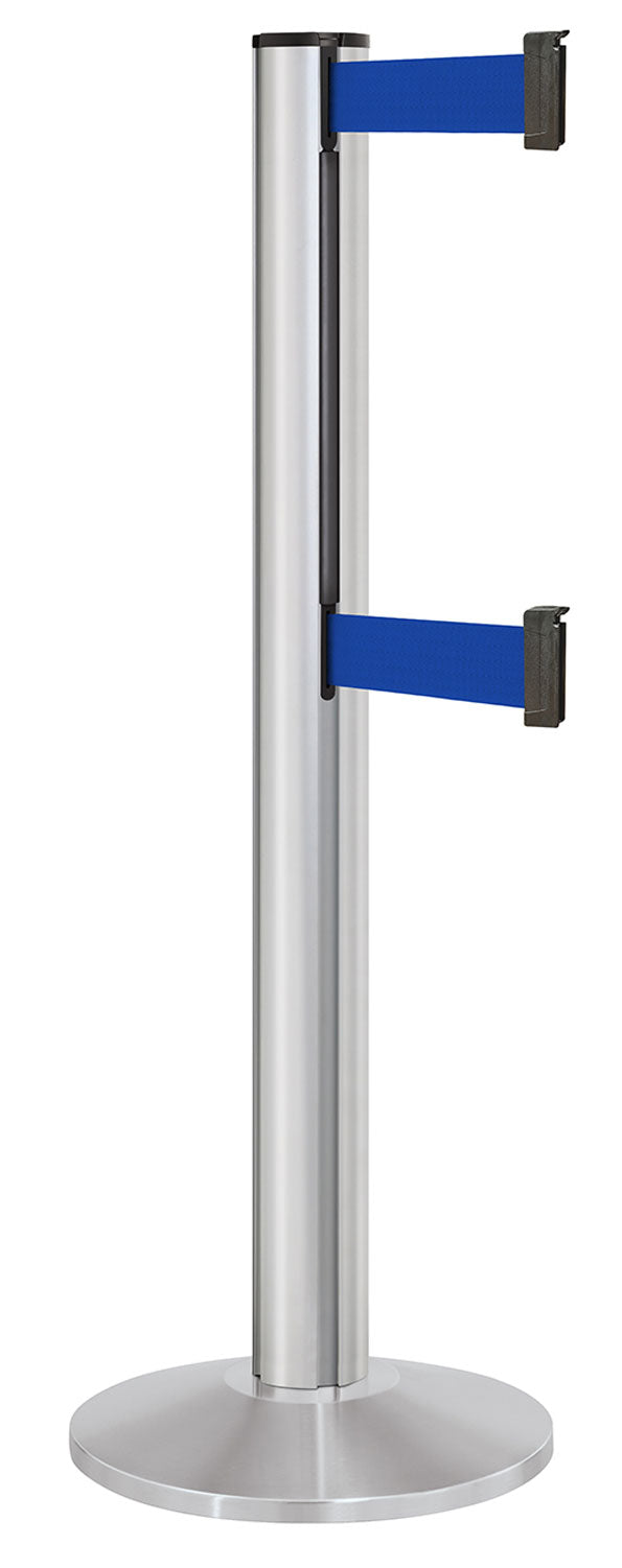 Beltrac 3000 ADA Portable Dual-Belt Stanchion | 15 FT Belts - SA - Satin - BL - Blue