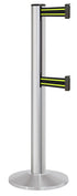 Beltrac 3000 ADA Portable Dual-Belt Stanchion | 15 FT Belts - SA - Satin - BN - Black/Yellow