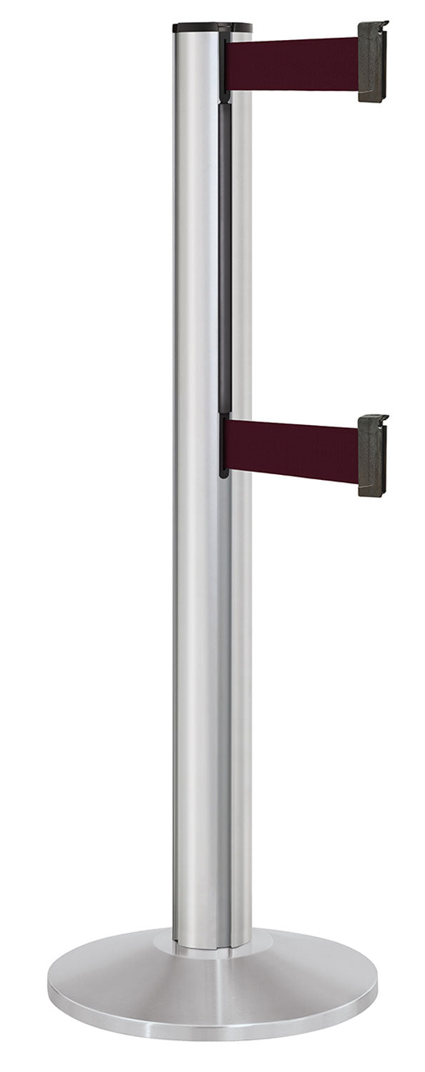 Beltrac 3000 ADA Portable Dual-Belt Stanchion | 15 FT Belts - SA - Satin - BY - Burgundy