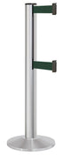 Beltrac 3000 ADA Portable Dual-Belt Stanchion | 15 FT Belts - SA - Satin - FG - Forest Green