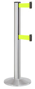 Beltrac 3000 ADA Portable Dual-Belt Stanchion | 15 FT Belts - SA - Satin - FY - Florescent Yellow