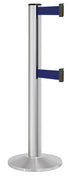 Beltrac 3000 ADA Portable Dual-Belt Stanchion | 15 FT Belts - SA - Satin - MB - Marine Blue