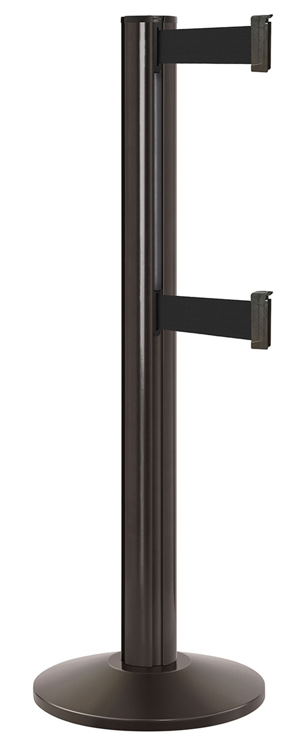 Beltrac 3000 ADA Portable Dual-Belt Stanchion | 15 FT Belts - SB - Statuary Bronze - BK - Black