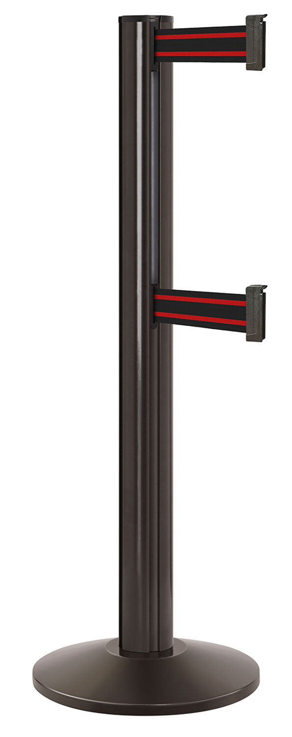 Beltrac 3000 ADA Portable Dual-Belt Stanchion | 15 FT Belts - SB - Statuary Bronze - BR - Black/Red