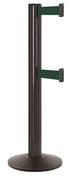 Beltrac 3000 ADA Portable Dual-Belt Stanchion | 15 FT Belts - SB - Statuary Bronze - FG - Forest Green