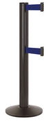 Beltrac 3000 ADA Portable Dual-Belt Stanchion | 15 FT Belts - SB - Statuary Bronze - MB - Marine Blue