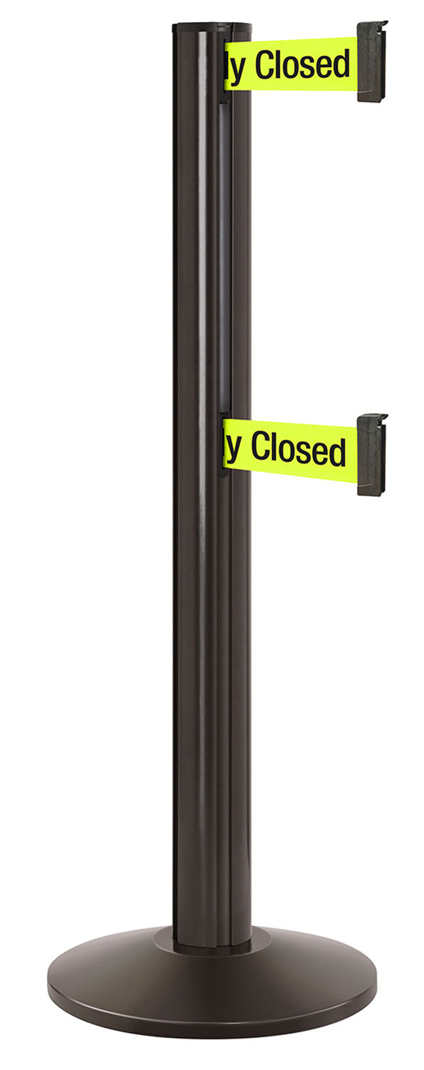 Beltrac 3000 ADA Portable Dual-Belt Stanchion | 15 FT Belts - SB - Statuary Bronze - S9 - Temporarily Closed (Double-Sided)