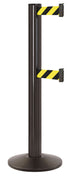 Beltrac 3000 ADA Portable Dual-Belt Stanchion | 15 FT Belts - SB - Statuary Bronze - SF - Safety Stripe