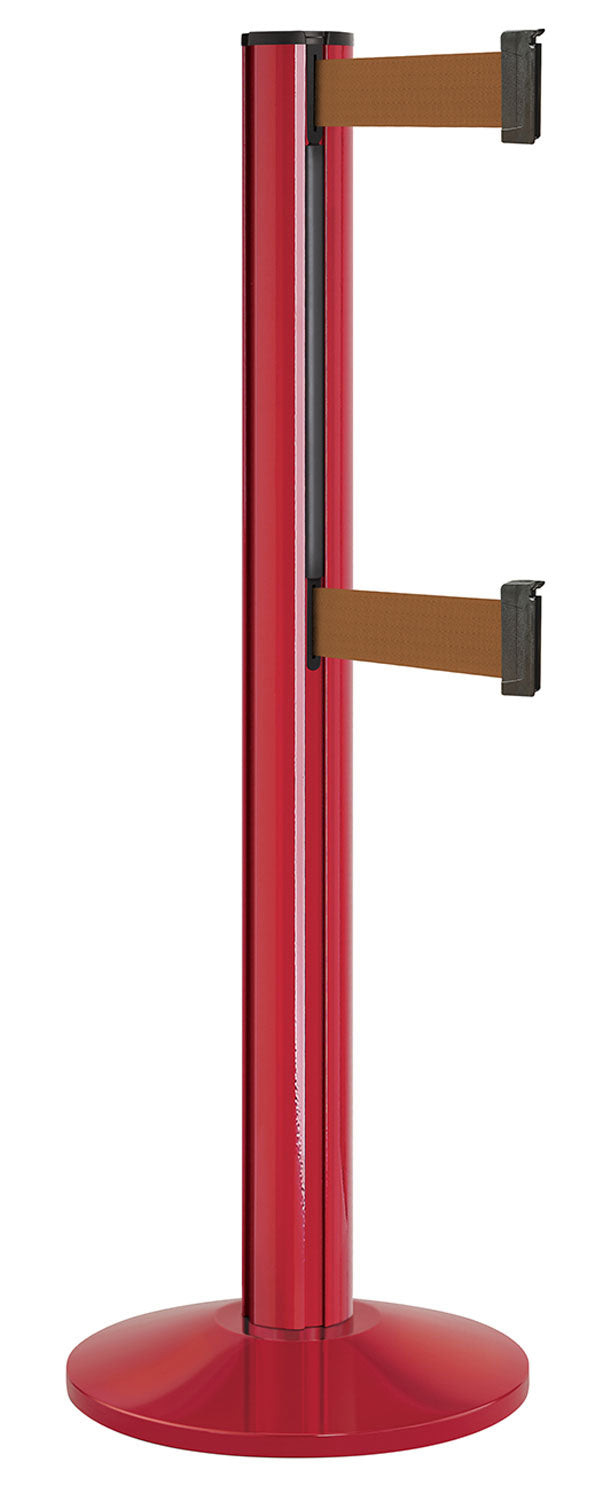 Beltrac 3000 ADA Portable Dual-Belt Stanchion | 15 FT Belts - TR - Torch Red - BZ - Bronze