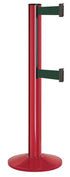 Beltrac 3000 ADA Portable Dual-Belt Stanchion | 15 FT Belts - TR - Torch Red - FG - Forest Green