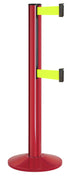 Beltrac 3000 ADA Portable Dual-Belt Stanchion | 15 FT Belts - TR - Torch Red - FY - Florescent Yellow
