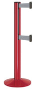Beltrac 3000 ADA Portable Dual-Belt Stanchion | 15 FT Belts - TR - Torch Red - GY - Gray