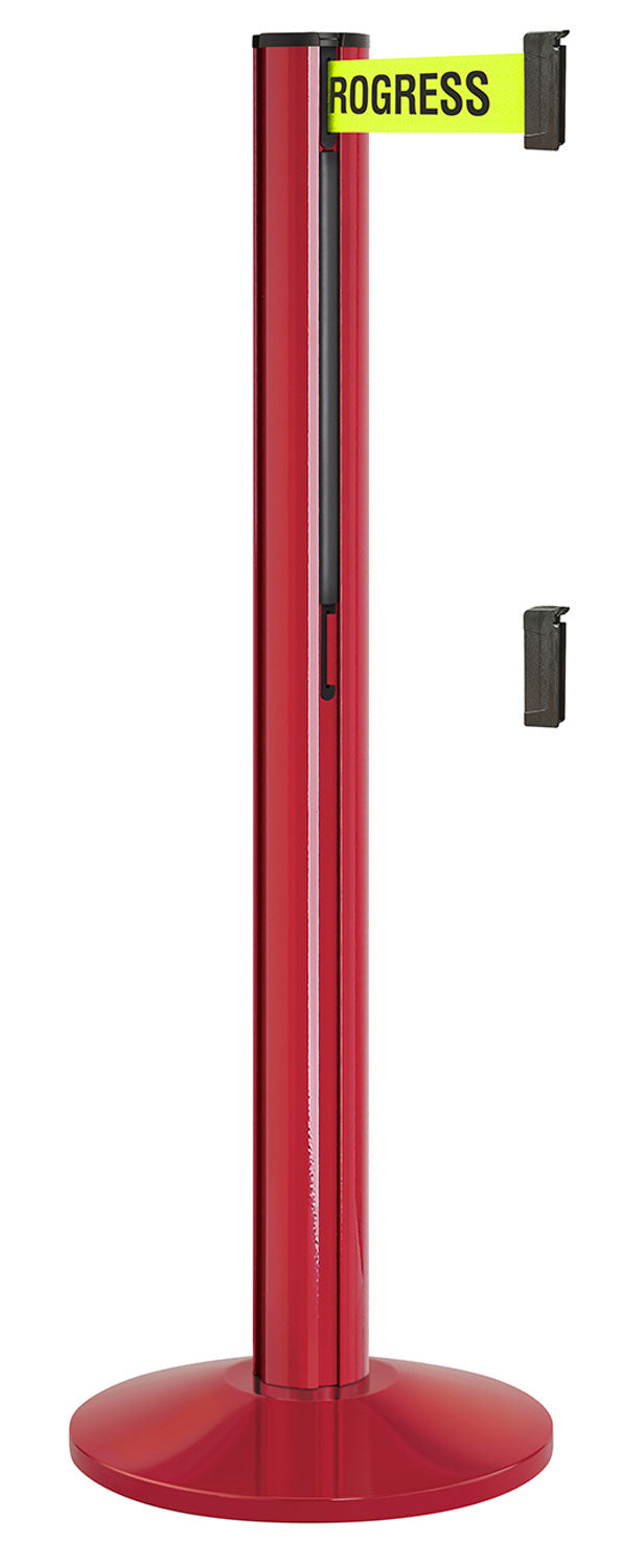 Beltrac 3000 ADA Portable Dual-Belt Stanchion | 15 FT Belts - TR - Torch Red - S2 - Maintenance in Progress