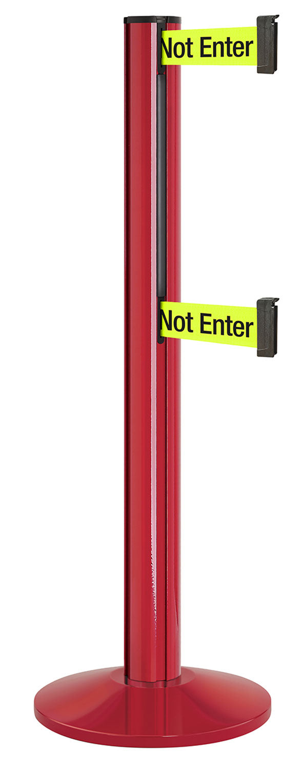 Beltrac 3000 ADA Portable Dual-Belt Stanchion | 15 FT Belts - TR - Torch Red - S6 - Caution / Do Not Enter