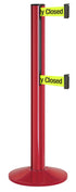 Beltrac 3000 ADA Portable Dual-Belt Stanchion | 15 FT Belts - TR - Torch Red - S9 - Temporarily Closed (Double-Sided)