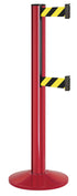 Beltrac 3000 ADA Portable Dual-Belt Stanchion | 15 FT Belts - TR - Torch Red - SF - Safety Stripe
