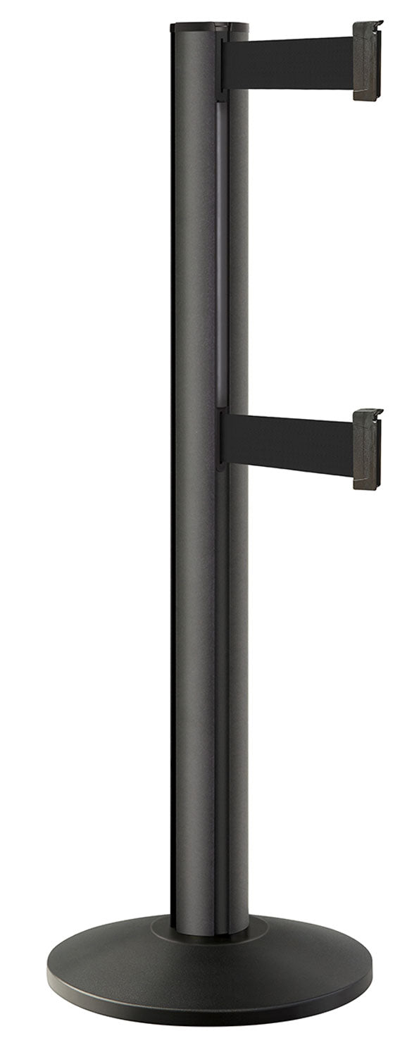 Beltrac 3000 ADA Portable Dual-Belt Stanchion | 15 FT Belts - WB - Wrinkle Black - BK - Black