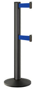 Beltrac 3000 ADA Portable Dual-Belt Stanchion | 15 FT Belts - WB - Wrinkle Black - BL - Blue