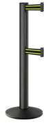 Beltrac 3000 ADA Portable Dual-Belt Stanchion | 15 FT Belts - WB - Wrinkle Black - BN - Black/Yellow