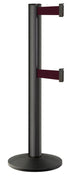 Beltrac 3000 ADA Portable Dual-Belt Stanchion | 15 FT Belts - WB - Wrinkle Black - BY - Burgundy