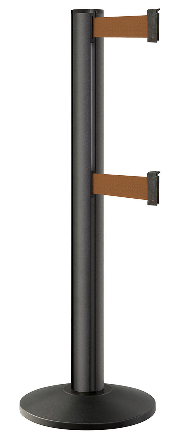 Beltrac 3000 ADA Portable Dual-Belt Stanchion | 15 FT Belts - WB - Wrinkle Black - BZ - Bronze