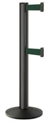 Beltrac 3000 ADA Portable Dual-Belt Stanchion | 15 FT Belts - WB - Wrinkle Black - FG - Forest Green