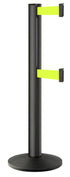 Beltrac 3000 ADA Portable Dual-Belt Stanchion | 15 FT Belts - WB - Wrinkle Black - FY - Florescent Yellow