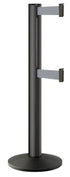 Beltrac 3000 ADA Portable Dual-Belt Stanchion | 15 FT Belts - WB - Wrinkle Black - GY - Gray